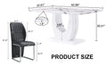 Table And Chair Set, Modern Luxurious White Imitation Marble Pattern Mdf Dining Table,Rectangular Dining Table, Matched With Uniquely Shaped Pu High Backrest Seats,Suitable For Various Occasions. White Black Seats 4 Mdf