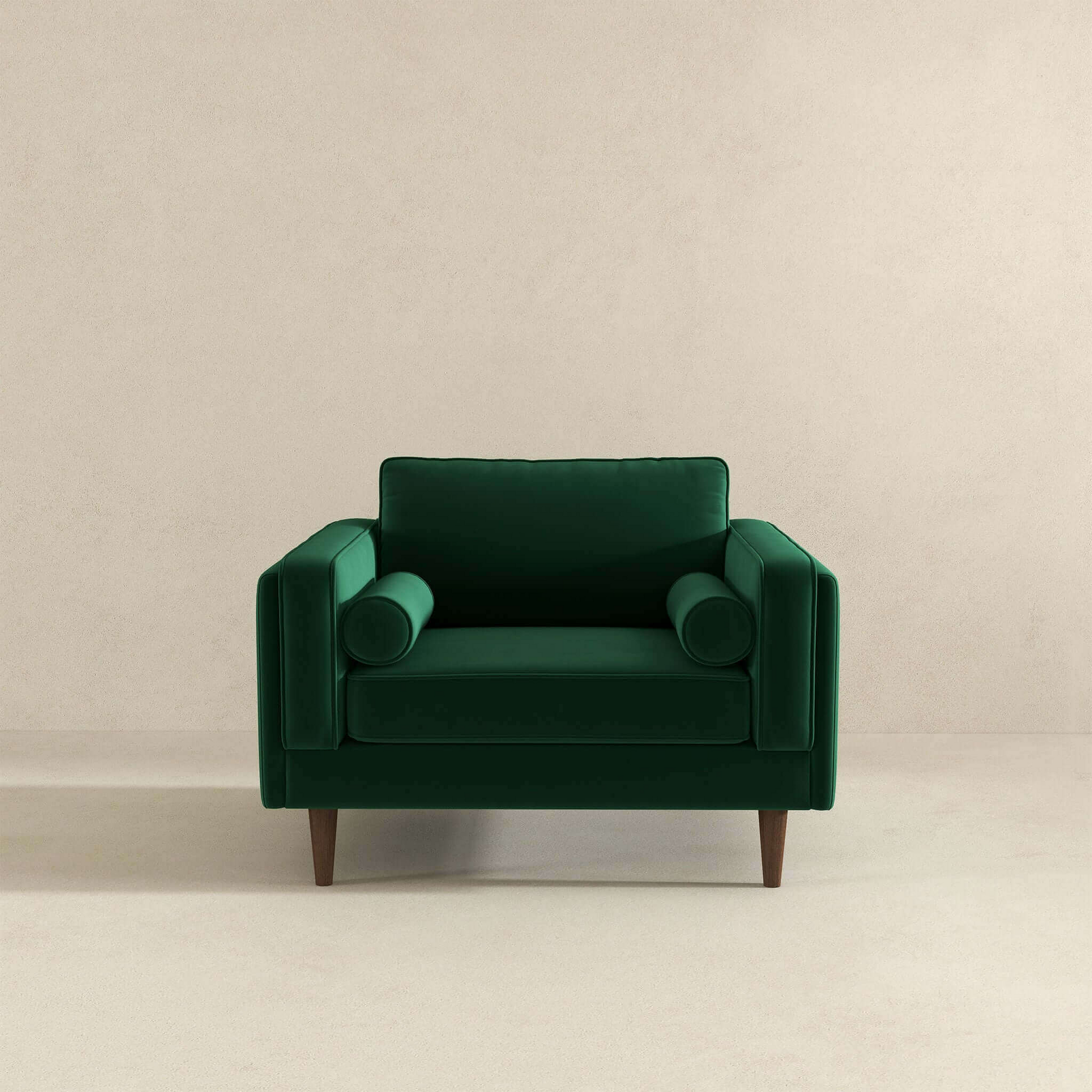 Amber Dark Green Velvet Lounge Chair Brown,Dark Green Brown Mid Century Modern Foam Solid Wood,Velvet