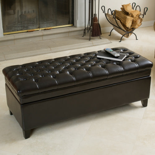 Juliana Storage Ottoman Espresso Leather