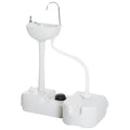 Kleankin Portable Camping Sink, Handwashing Station Basin With 4.5 Gallon Tank, 6.3 Gallon Recovery Tank, Rolling Wheels & Soap Dispenser For Rv, Outdoor Events, Gatherings, Hdpe, White Grey Plastic