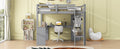 Full Size Loft Bed With L Shaped Desk, Wardrobe And Storage Shelves, Grey Box Spring Not Required Full Grey Wood Bedroom Solid Wood Mdf