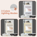 Small Vanity Desk With Mirror And Light, Dressing Table With Charging Station & Fold Up Panel For Small Space, Compact Makeup Vanity Set With Hidden Stool For Bedroom, White White Mdf,Tempered Glass