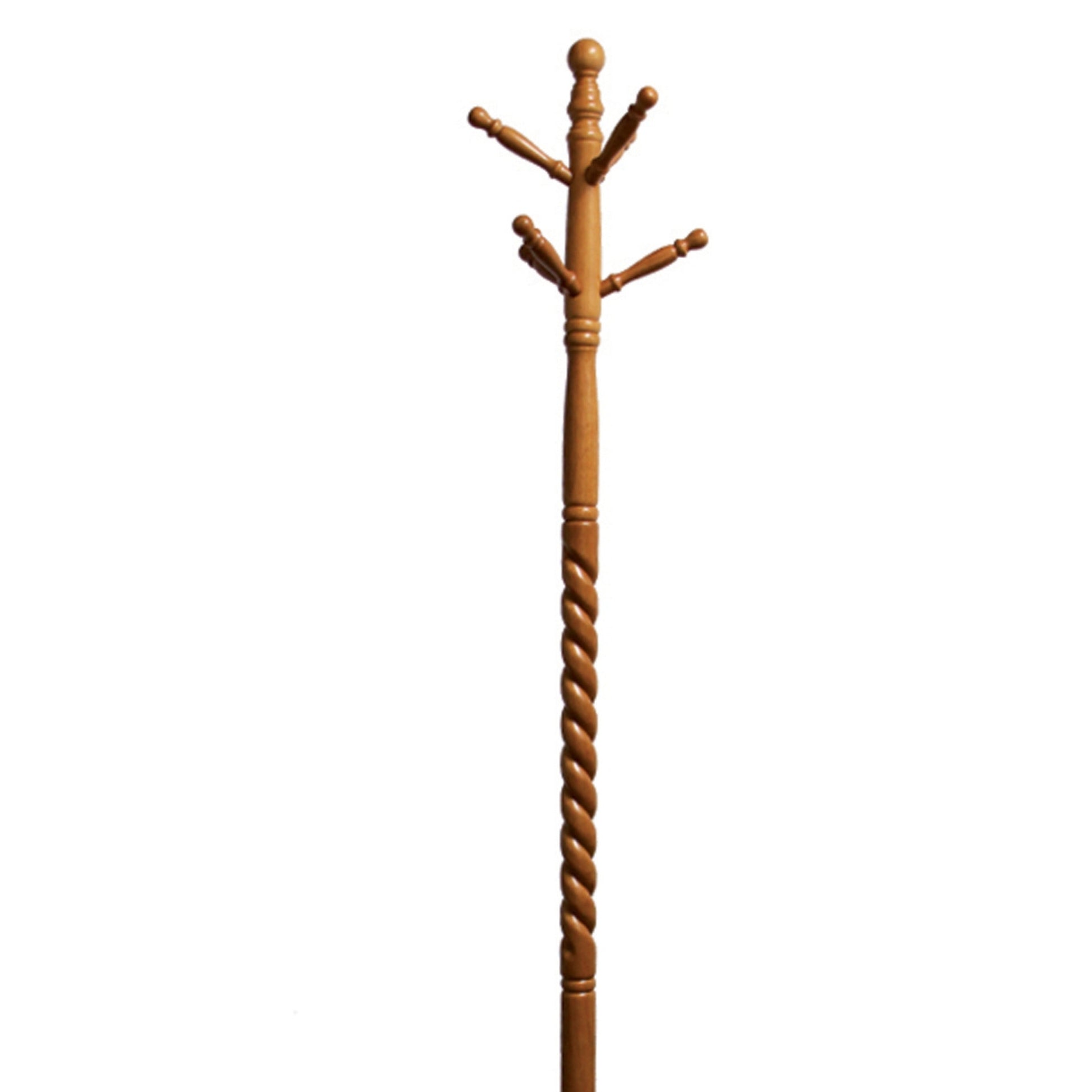 71.5" Tall Wooden Standing Coat Rack" Twist" With Natural Finish Brown Wood