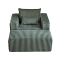 62.5 Inch Corduroy Sponge Sofa Lounge Chair With Removable Footrest,No Assembly Required,Fluffy Modern Sleeper Chair For Indoor Living Room Bedroom Army Green Foam Corduroy 1 Seat