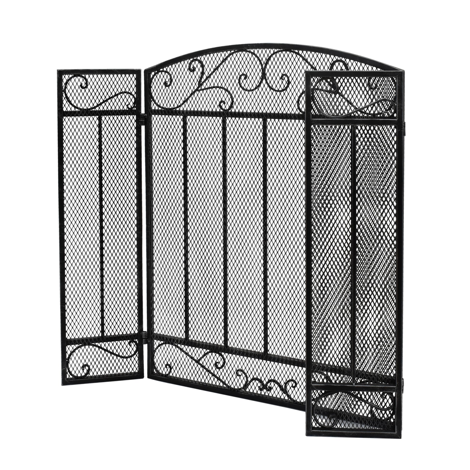 Fire Screen Black Silver Iron