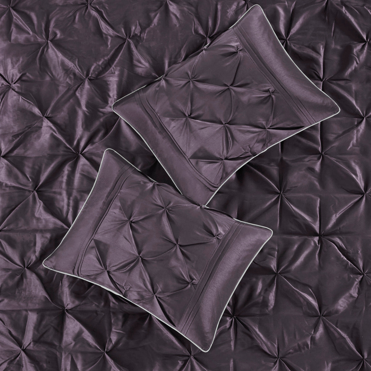 7 Piece Tufted Comforter Set Plum Queen Queen Plum Polyester