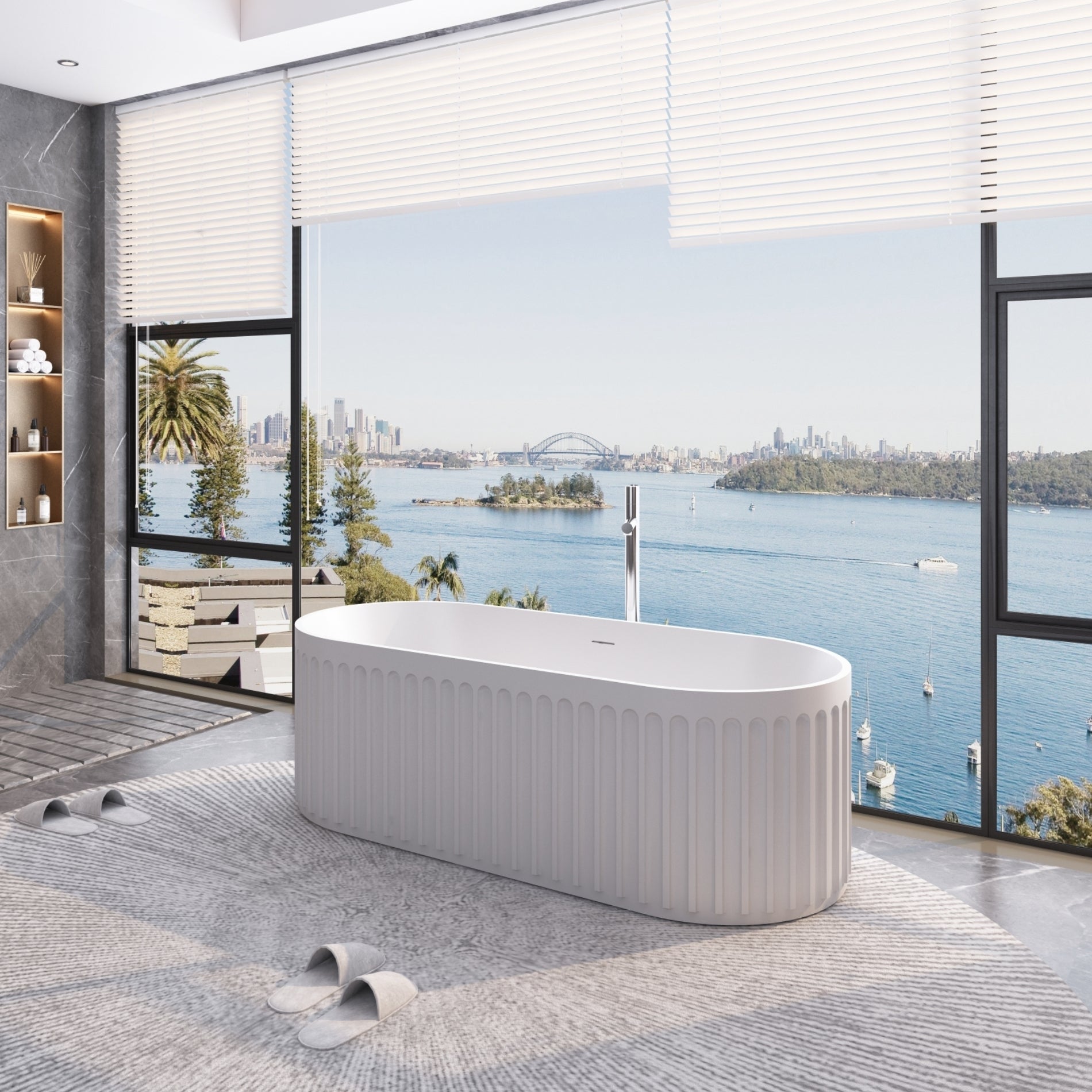 67" Freestanding Solid Surface Bathtub, Luxury Engineered Stone Resin Freestanding Soaking Bathtub With Overflow And Pop Up Drain Cupc Certified, Matte White 23S13 67 White Solid Surface