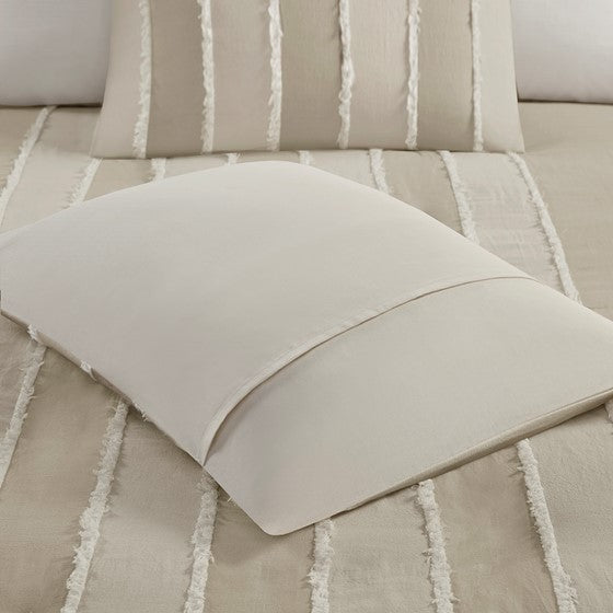 3 Piece Striped Cotton Duvet Cover Set Queen Multicolor Cotton