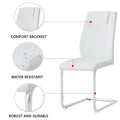 Table And Chair Set.Modern Rectangular Glass Dining Table With A Tempered Glass Tabletop And Silver Metal Legs, Paired With Multiple Chairs Designed With Pu Cushions And Silver Metal Legs. Silver White Seats 6 Tempered Glass
