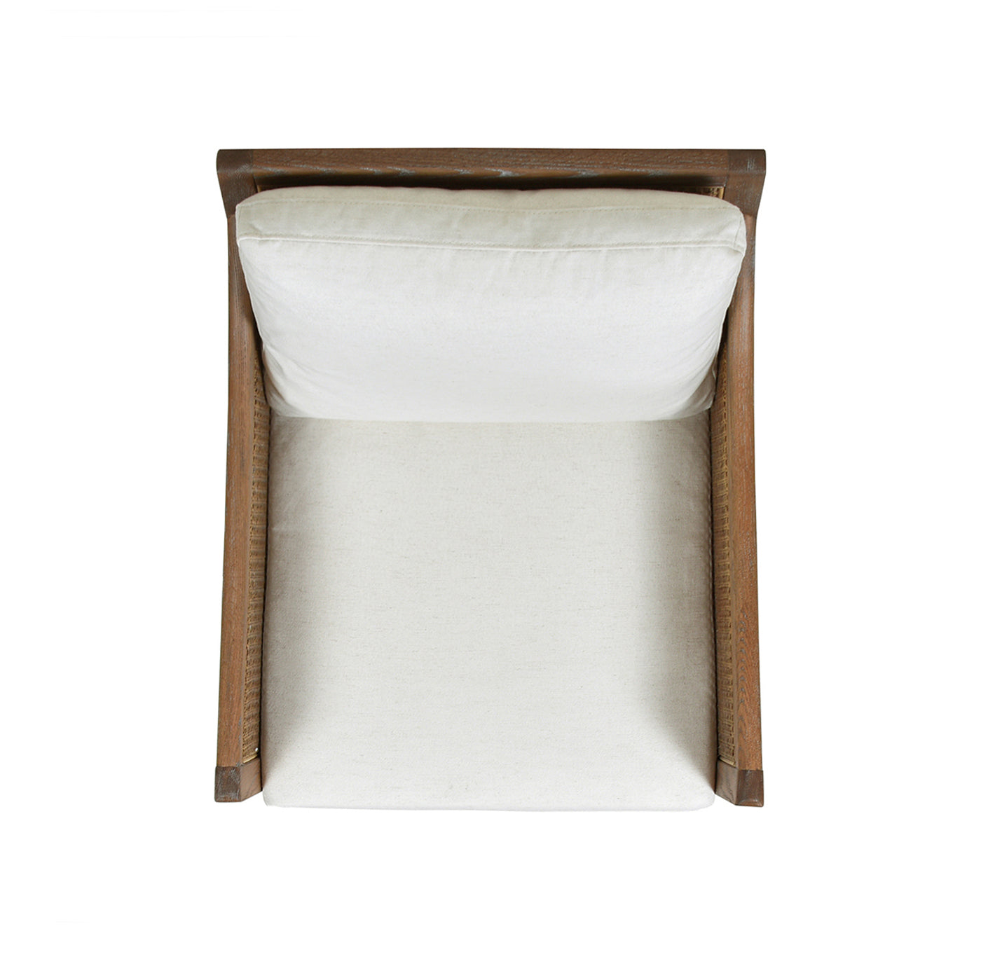 Ontario 24.5" Oak & Rattan Upholstered Accent Arm Chair, Natural White Linen White Foam Wood Fabric Rattan