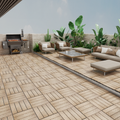 Patio Floor Tiles Pack Of 22 Wpc Wood Plastic Composite Patio Deck Tiles Diy Interlocking Decking Tiles, Quick Deck Floor Tile, Court Tile, Water Resistant Indoor Outdoor 11.8