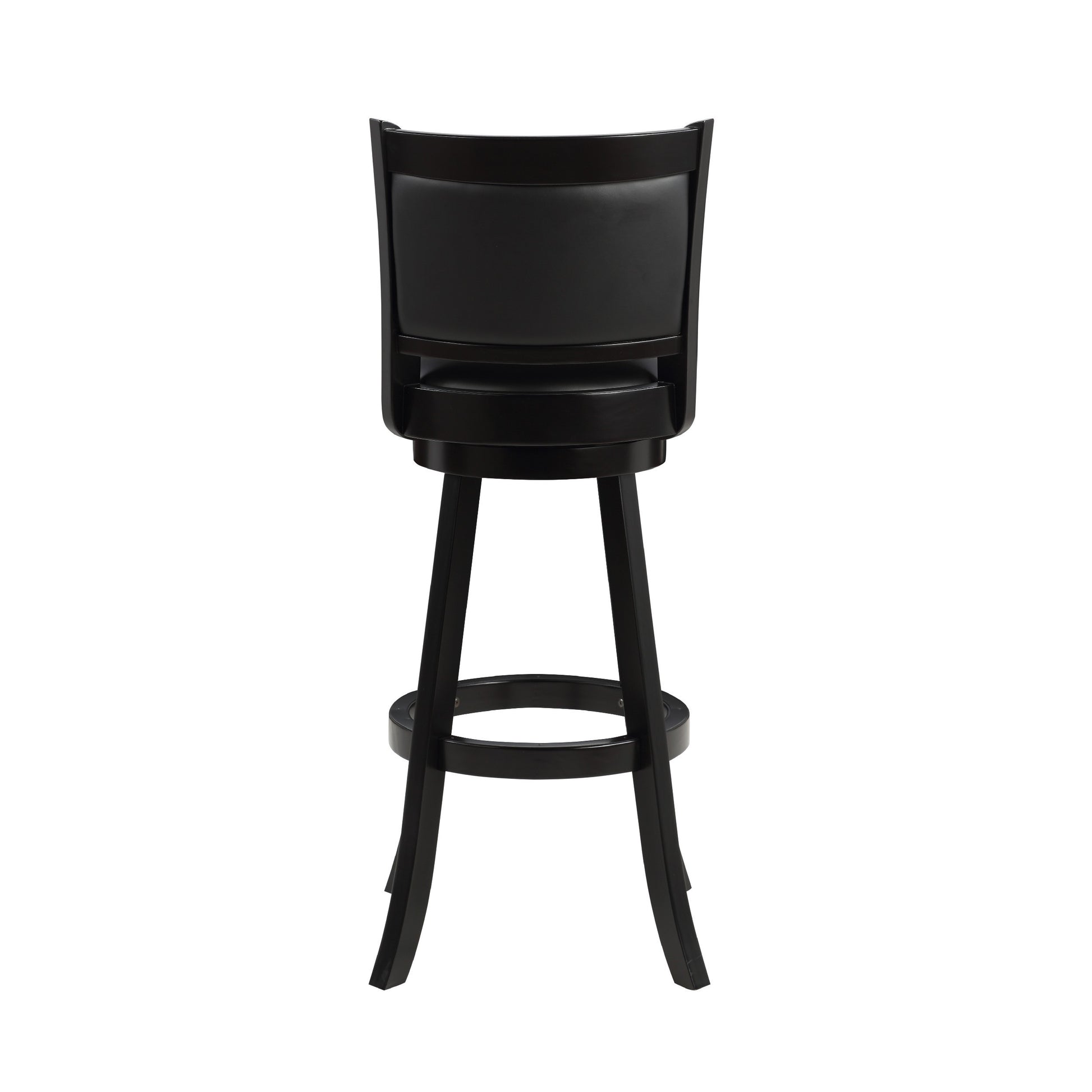 Pio 34 Inch Extra Tall Swivel Bar Stool, Solid Wood, Faux Leather, Black Black Grey Wood