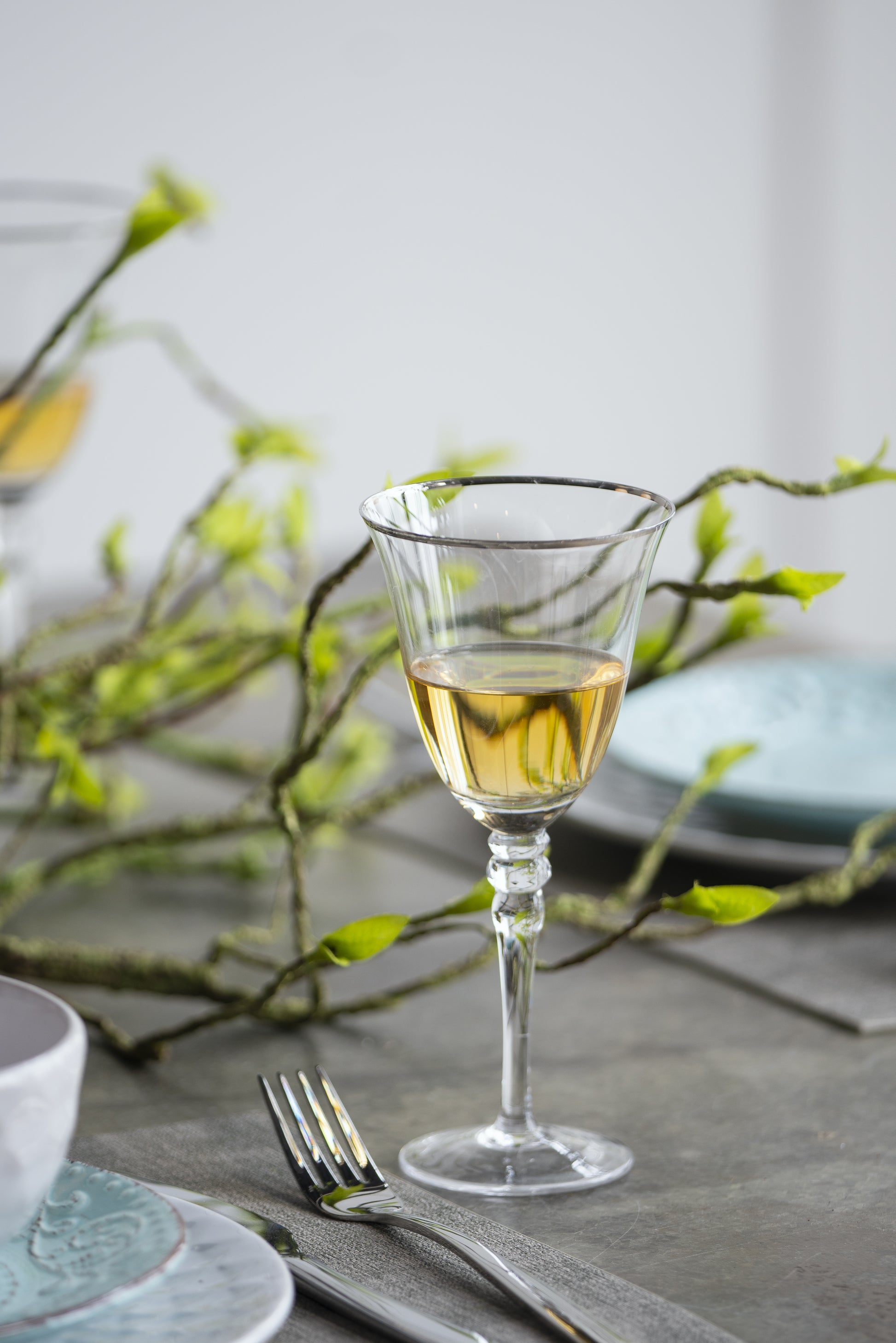 D3.7X7.7" Felicity Wine Glass With Silver Rim, Set Of 4 Clear Glass