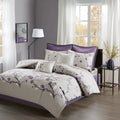 8 Piece Cotton Comforter Set Purple Taupe Cal King California King Purple Taupe Polyester