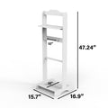 Accent Portable Garment Rack,Clothes Valet Stand With Storage Organizer,White Finish White Mdf