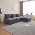 Modern Armless Accent Chair, Single Sofa Couch With Ottoman Compact Design, Space Saving Seating For Living Room, Bedroom, Apartment, Office Gray Wood Medium Soft Foam Chenille 1 Seat