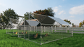 Large Metal Chicken Coop Walk In Poultry Cage Hen Run House Rabbits Habitat Cage Spire Shaped Coop With Waterproof And Anti Ultraviolet Cover 13.1' L X 9.8' W X 6.4' H Silver Metal