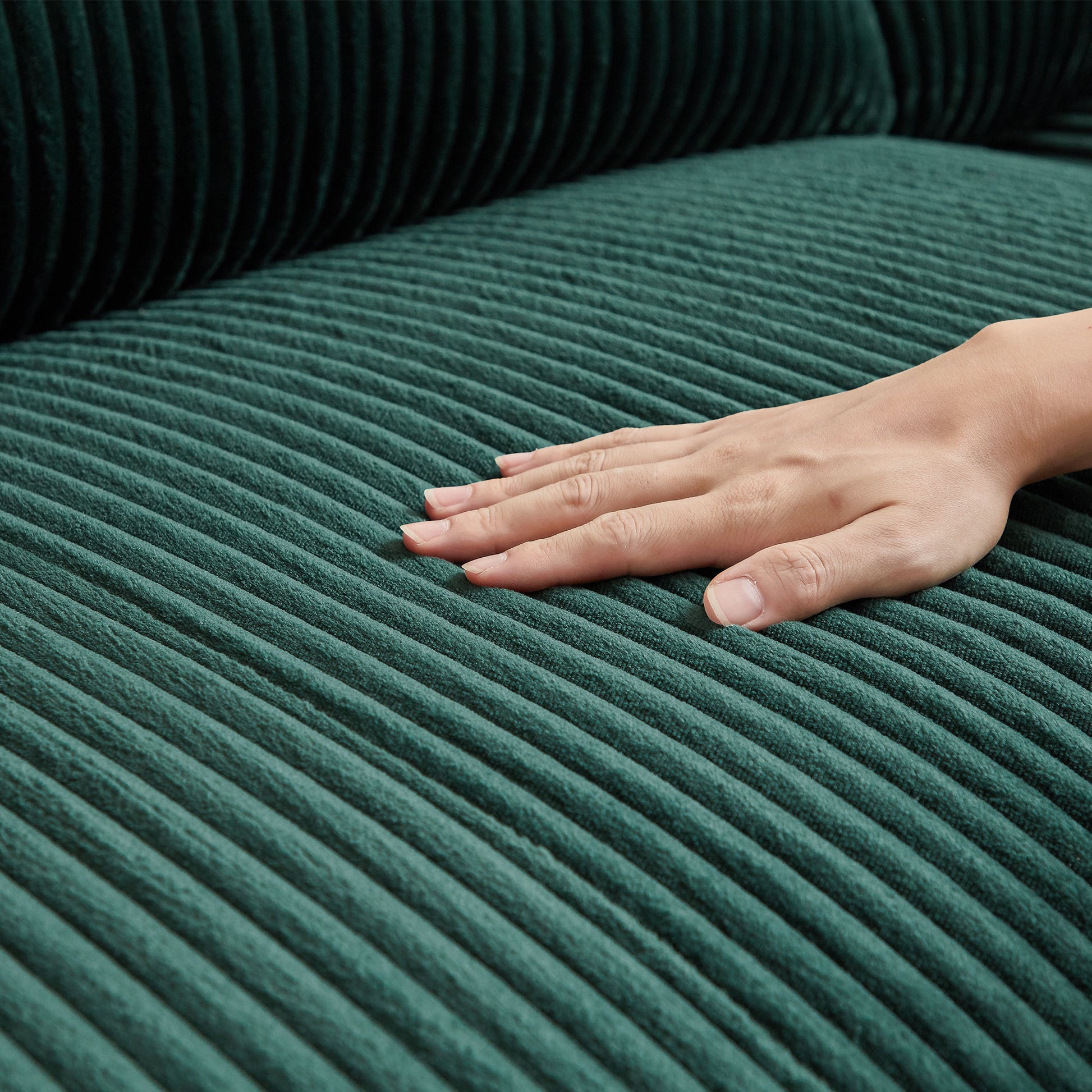 122.04 Inch Corduroy Upholstered Sectional Sofa With Right Facing Chaise For Living Room Office Corner Corduroy Modern Sofa Green Green Corduroy 3 Seat