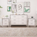 3 Pieces Sets,Dresser And Two Nightstands With Metal Handles And Mirror Decoration, Elegant And Subtle,White White 3 Piece Set Mdf