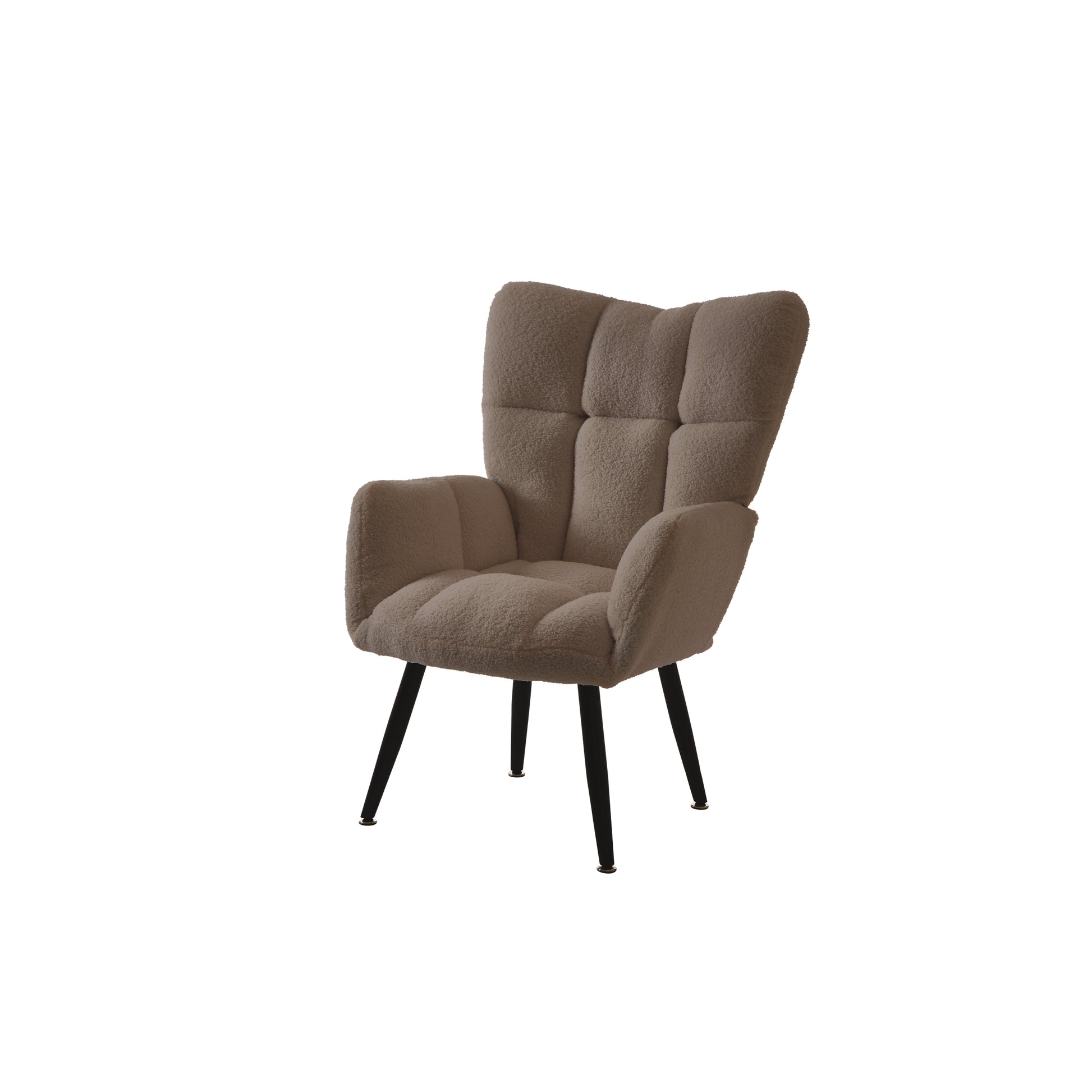 Modern Single Sofa Armchair With High Backrest Comfy Reading Chair For Small Spaces Living Room Bedroom Apartment Color:Brown Brown Teddy