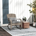 Outsunny Outdoor Wicker Adirondack Rocking Chair, Patio Rattan Rocker Chair With High Back, Seat Cushion, And Pillow For Garden, Porch, Balcony, Gray Gray Rattan