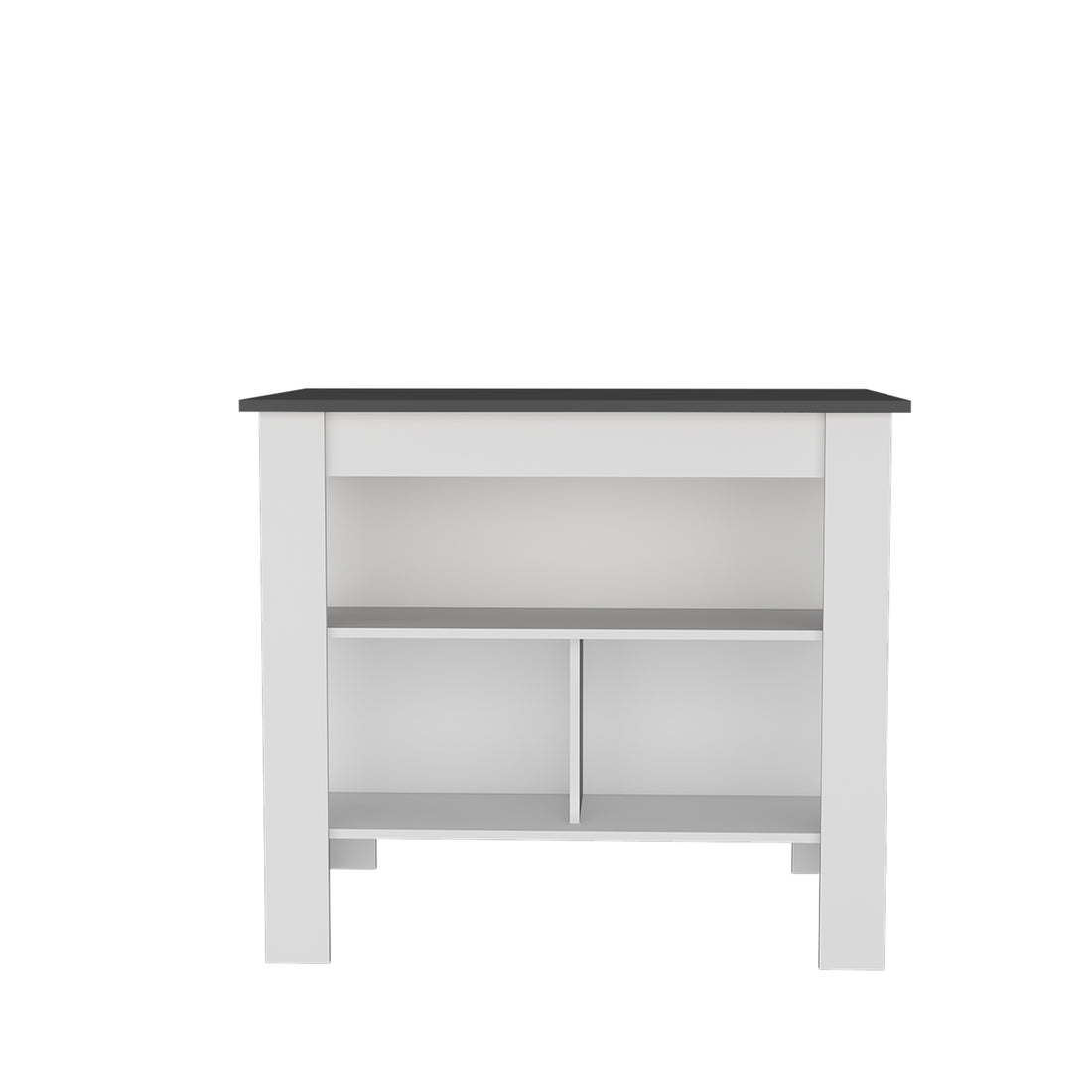 Aztec Kitchen Island In Melamine With Open Storage, Grey White Grey White Kitchen Modern Rectangular Pine Particle Board Melamine Medium 40 55In