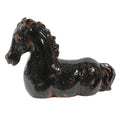 17 Inch Ceramic Accent D Cor, Horse Statue, Black And Brown Black Brown Ceramic