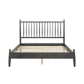 Mid Century Modern Design Queen Platform Bed 1Pc Gray Finish Wooden Bedroom Furniture Vertical Slats Headboard, Bed In A Box Box Spring Not Required Queen Gray Wood Bedroom Mid Century Modern Slat Beds Wood