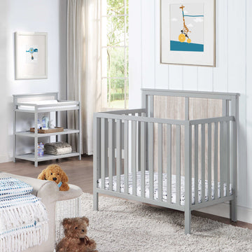 Connelly Mini Crib With Mattress Pad Gray Rockport Gray Grey Wood