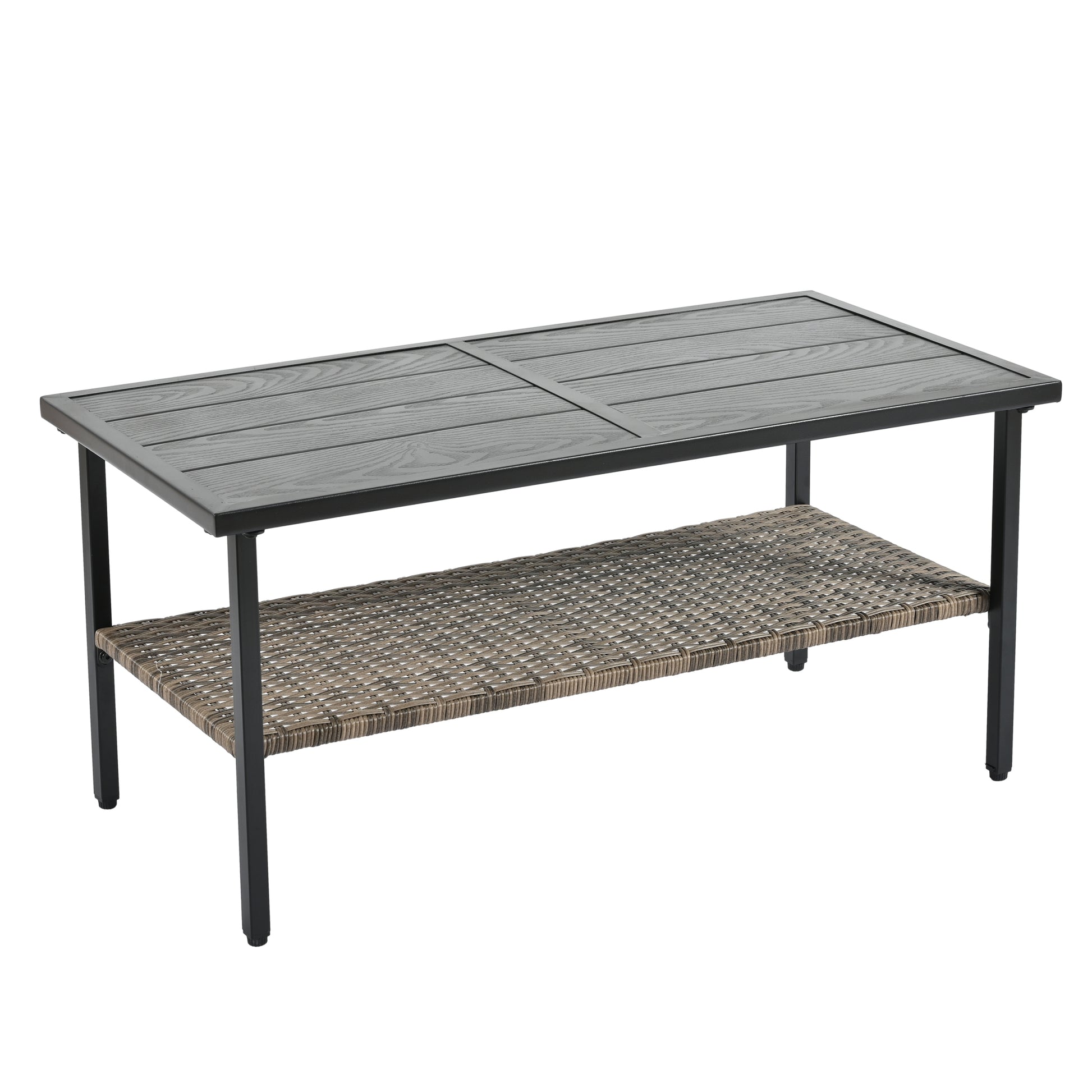 Patio Furniture, Outdoor Furniture, Seasonal Pe Wicker Furniture, Four Set Wicker Furniture With Black Metal Table Yes Brown Seats 4 Pe Rattan Iron Waterproof Fabric