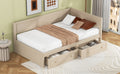 Twin Size Wood Daybed With 2 Drawers And Guardrail, Beige Beige Solid Wood Mdf