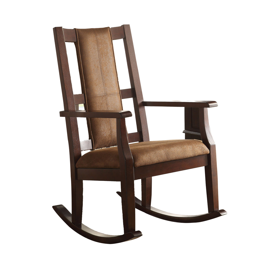 Butsea Wooden Rocking Chair, Brown Brown Fabric