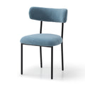 Dining Chairs Set Of 2,Round Upholstered Sherpa Fabric Dining Room Chairs With Curved Backrest,Mid Century Modern Accent Chairs With Black Metal Legs For Dining Room,Living Room,Kitchen Light Blue Foam Polyester