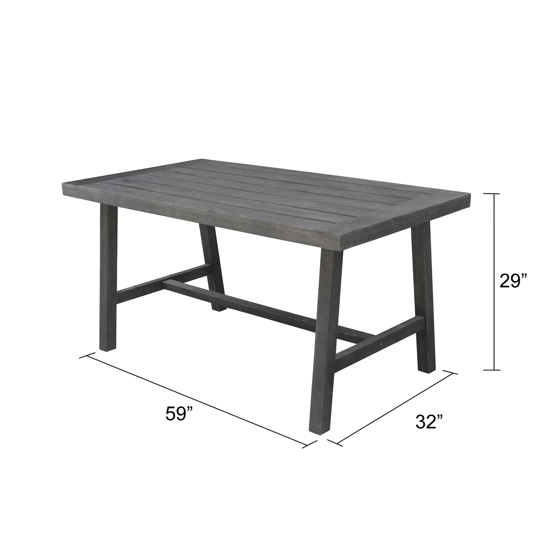 Renaissance Outdoor Patio Picnic Dining Table Grey Acacia Wood