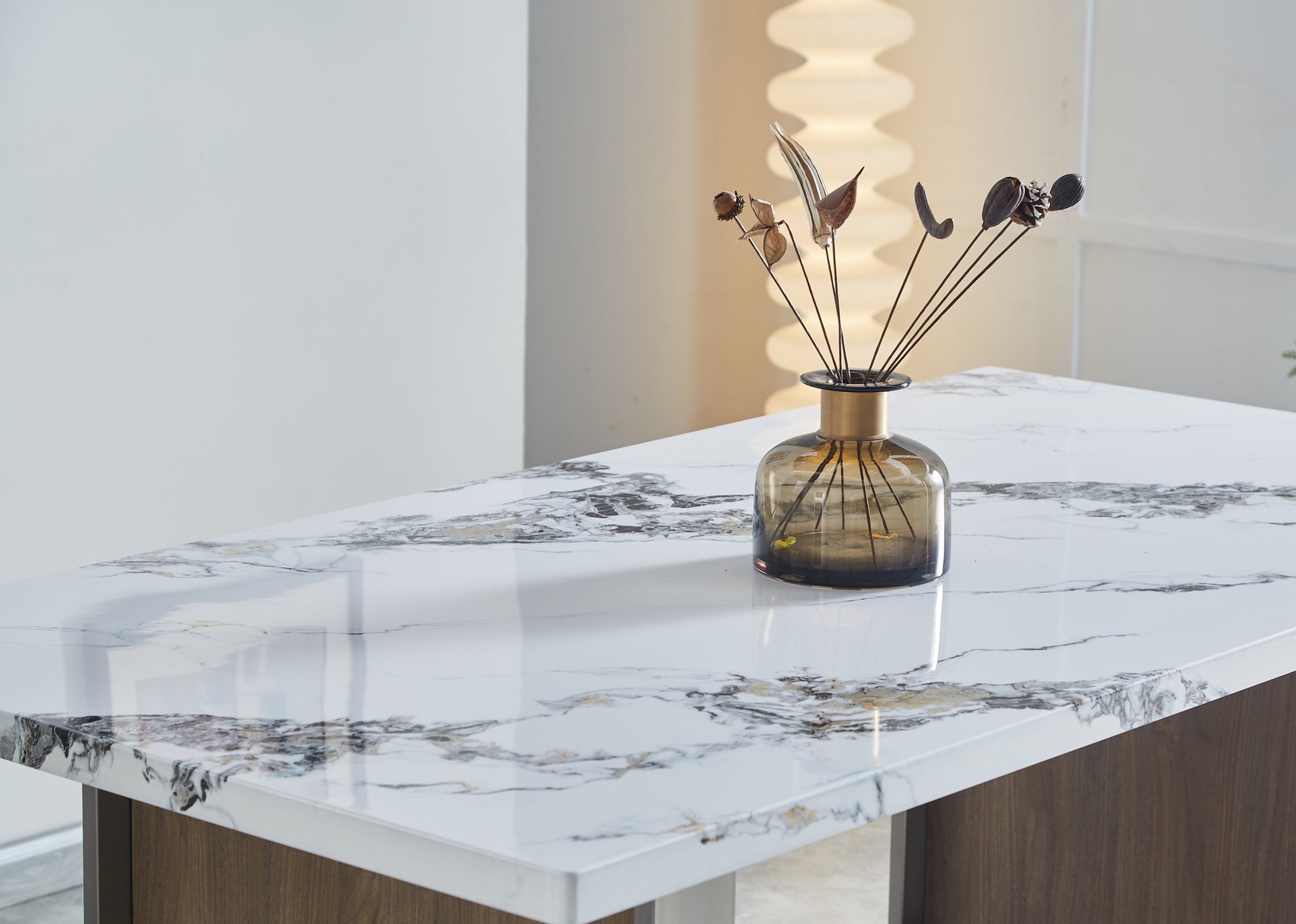 Elegant Marble Mdf Dinning Table For 6 Or 8, Rectangular 70.8"L*35.4"W*29.8"H, Luxurious Faux Marble High Quality Stainless Steel Legs Modern, Durable, Easy To Assemble For Kitchen Living Room, White White Ergonomic Kitchen Rectangular White Gold Seats 6