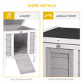 Pawhut Small Wooden Rabbit Hutch, Bunny Guinea Pig Cage, With Openable & Waterproof Roof, Gray Gray Wood