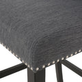 Vienna Contemporary Fabric Tufted Wingback 31 Inch Counter Stools, Set Of 2, Charcoal And Dark Brown Charcoal Fabric