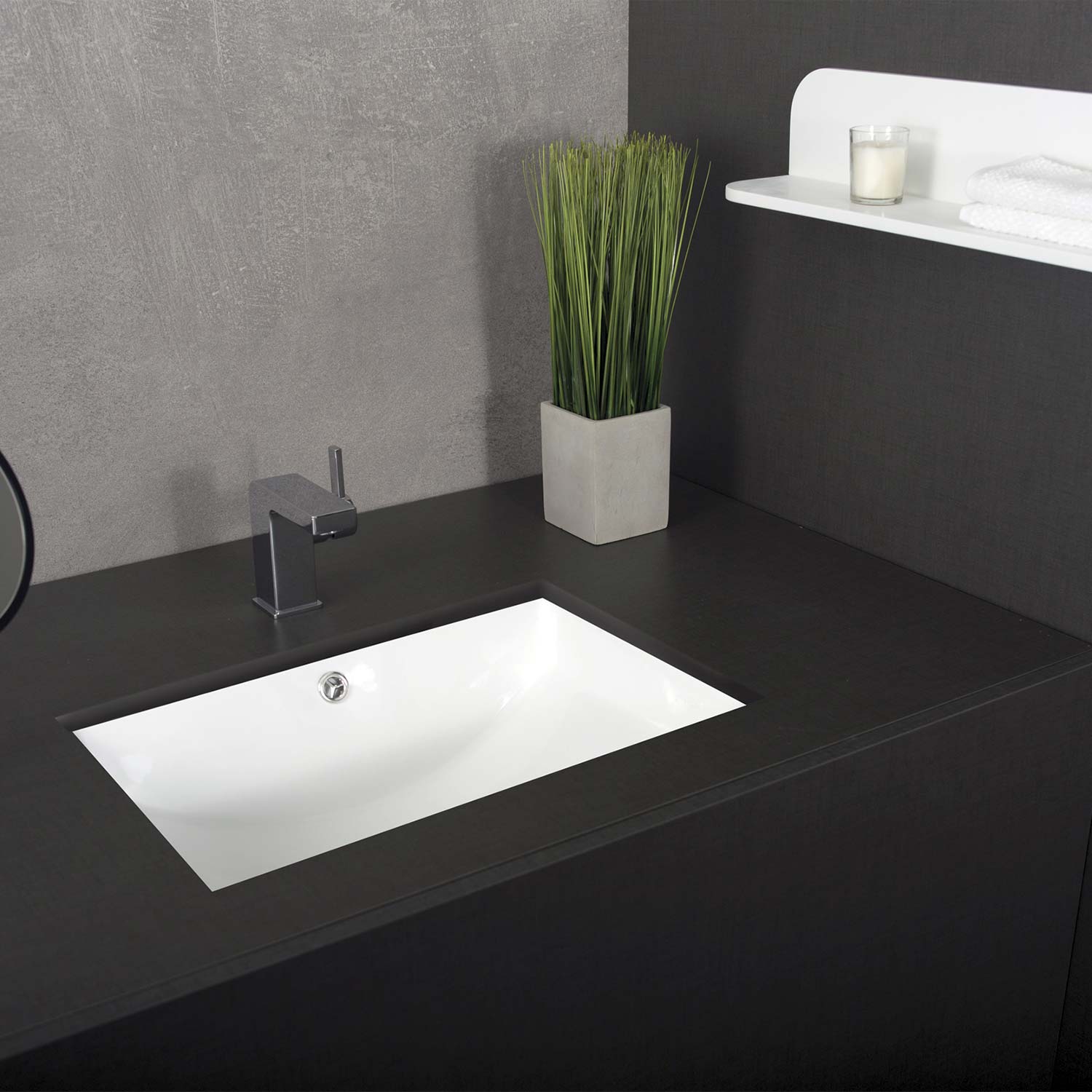 Dax Ceramic Square Single Bowl Undermount Bathroom Basin White Ceramic