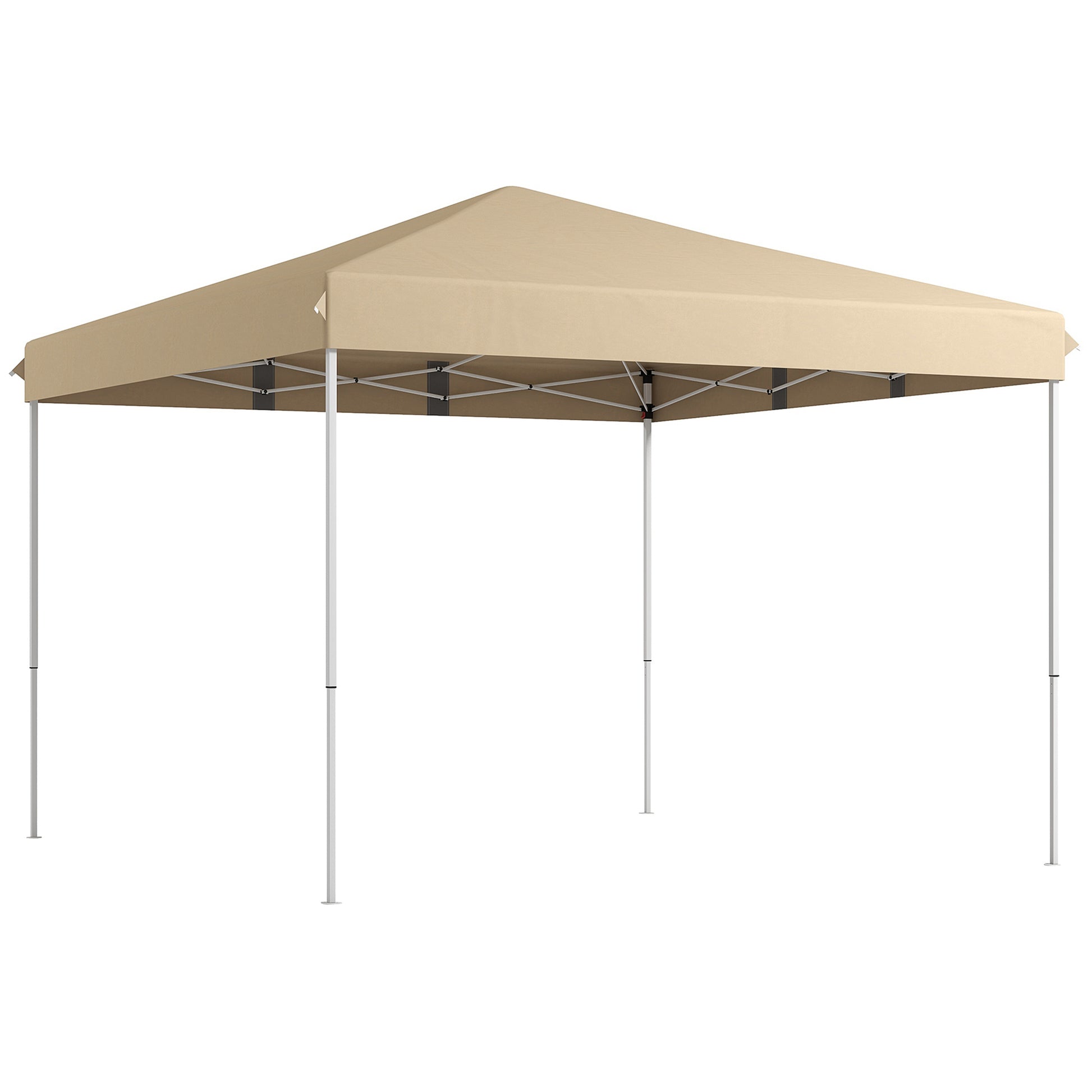 Outsunny 13' X 13' Pop Up Canopy Tent, Instant Sun Shelter, Tents For Parties, Height Adjustable, With Wheeled Carry Bag For Outdoor, Garden, Patio, Parties, Beige Beige Steel