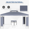 Outsunny 10' X 13' Patio Gazebo, Double Roof Outdoor Gazebo Canopy Shelter With Screen Decorate Corner Frame, For Garden, Lawn, Backyard And Deck, Gray Grey Steel