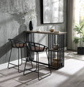 Oak And Sandy Black 2 Shelf Counter Height Table Oak Seats 4 Dining Room Industrial Rectangular Wood Metal Trestle