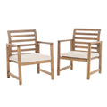 Outdoor Acacia Wood Club Chairs, 2 Pcs Set, Natural Stained White, 25.5