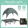 Pawhut Elevated Portable Dog Cot Pet Bed With Uv Protection Canopy Shade, 48 Inch, Gray Gray Metal