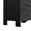 Double Dresser, Four Legs, 6 Drawer, Superior Top, Black Black Solid Wood Mdf Engineered Wood