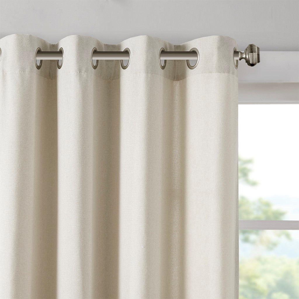 Plaid Rod Pocket And Back Tab Curtain Panel With Fleece Lining Only 1 Pc Panel Natural Polyester