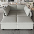 Modular Sectional Sofa, Convertible Sofa Seat With Storage, Sleeper Sectional Sofa Set, Fabric Flexible Modular Combinations For Living Room Grey Fabric 6 Seat