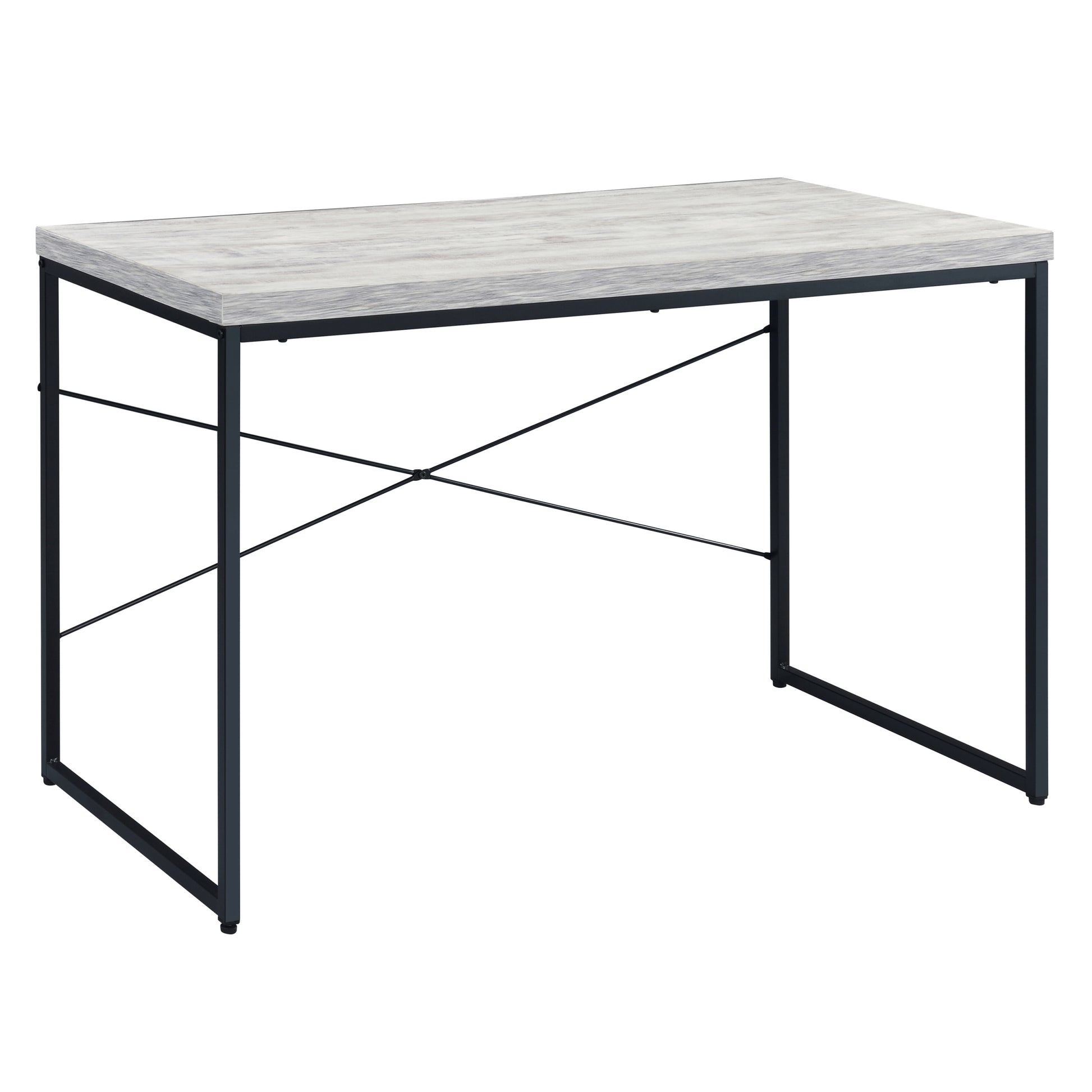 Antique White And Black Writing Desk With Metal Sled Base Black Grey Writting Desk Office Rectangular Wood Metal