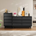 4 Drawer Double Dresser Features Vintage Style And Bevel Design Black Mdf