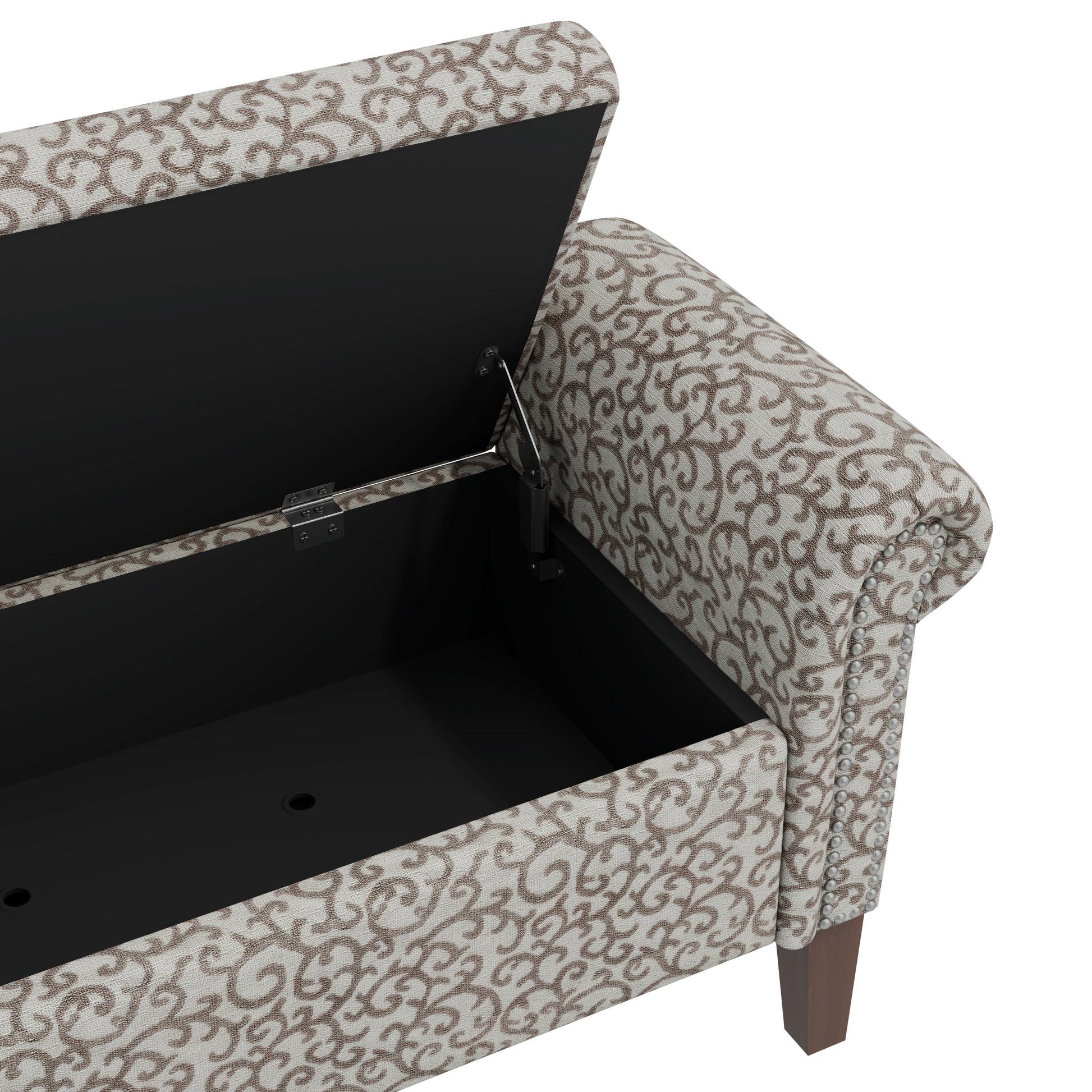 Conrad Storage Ottoman Multi Polyester Traditional Flip Top Rolled Arms Nailhead Trim Polyester