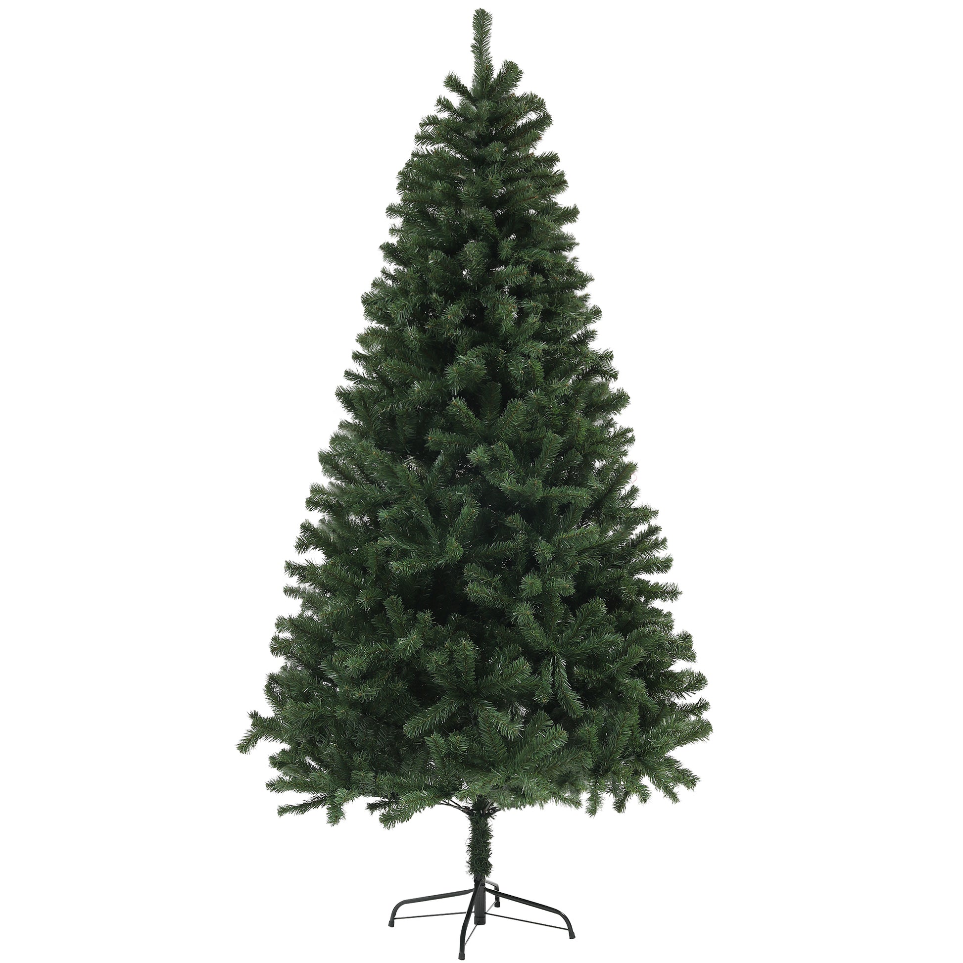 Homcom 7.5Ft Artificial Christmas Tree, Xmas Tree With 1346 Branch Tips, Auto Open, Holiday D Cor With Steel Base For Home Office, Green Green Steel